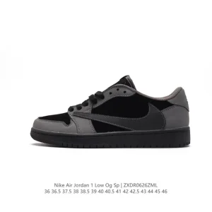 Travis Scott x Air Jordan 1 Low Reverse Swoosh Brown Suede Leather Sneakers