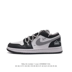 Nike Air Jordan 1 Low GS White Black Phosphor Basketball Shoes