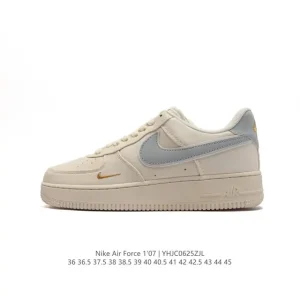 Nike Air Force 1 Low 07 White Leather Casual Sneakers with Air Cushion