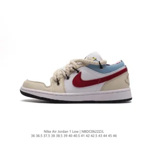 Nike Air Jordan 1 Low GS White Black Phosphor Basketball Shoes