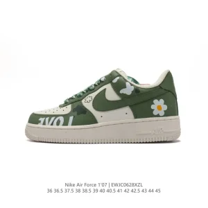 Nike Air Force 1 07 Low Flowers Print Thick Sole Bubble Shoes