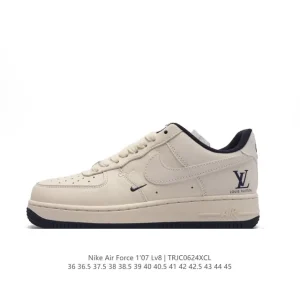 Nike Air Force 1 07 Low White Leather Sneakers with Gum Sole