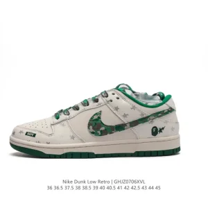 Nike Dunk Low Retro Bape Collaboration Vintage Basketball Skate Shoes