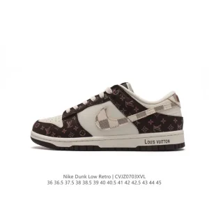 Nike Dunk Low Retro Louis Vuitton Collaboration Vintage Basketball Skate Shoes