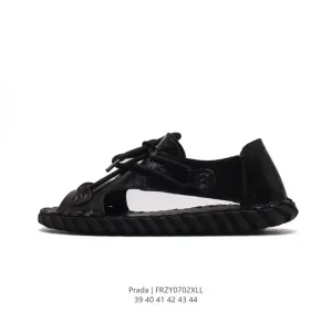 Prada Outdoor Sandals for Men Breathable Lightweight Adjustable Summer Beach Shoes