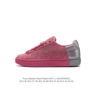 PUMA Basket Heart Patent Leather Platform Sneakers for Men and Women