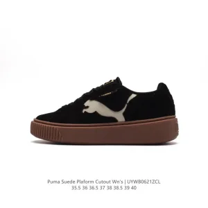 PUMA Suede Platform Gold Rihanna Thick Sole Retro Women's Shoes