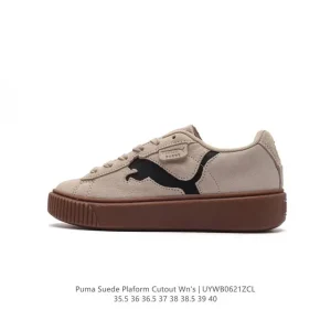 PUMA Suede Platform Gold Rihanna Thick Sole Women's Retro Casual Sneakers