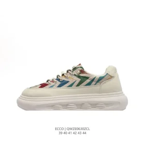 ECCO Men's Chunky Sole Leather Sneakers - White Casual Shoes