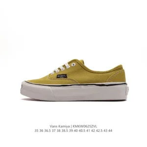 Vans KAMIYA Low Top Skate Shoes White Canvas Durable Rubber Sole