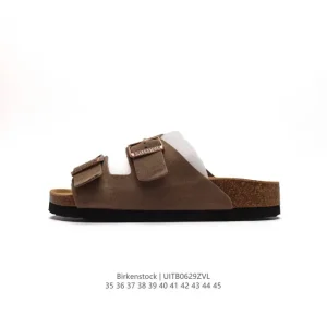 Birkenstock Arizona Soft Leather Sandals with Cork Rubber Sole