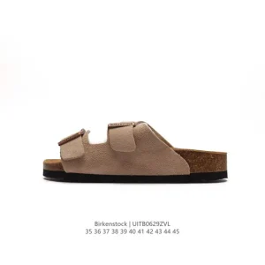 Birkenstock Leather Sandals with Cork Rubber Sole for Men and Women