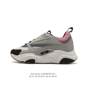 Dior Men's and Women's Low-Top Retro Lifestyle Sneakers with Thick Sole