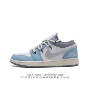 Nike Air Jordan 1 Low GS White Black Phosphor Basketball Sneakers