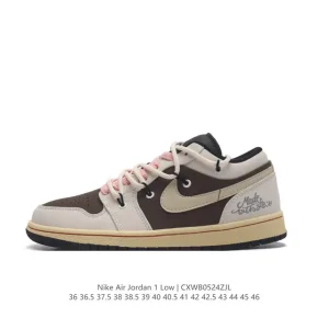 Jordan AJ1 Low Gs Black White Phosphor Basketball Shoes