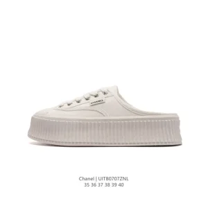 Chanel 2024 New Women's Chunky Sole White Sneakers Slides