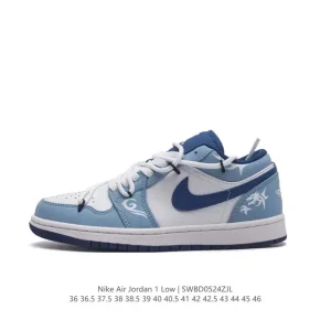 Jordan Air 1 Low Sneakers with Air Cushion and Premium Calf Leather