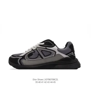 Dior Men's Low-Top Retro Lifestyle Sneakers with Thick Sole