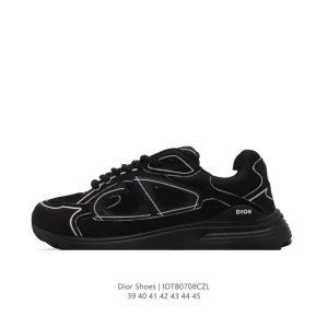 Dior Men's Low-Top Retro Lifestyle Sneakers with Thick Sole
