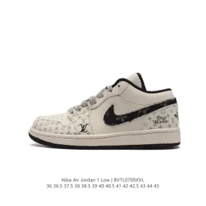 Travis Scott Louis Vuitton Nike Air Jordan 1 Low OG SP Damier Azur Brown Monogram