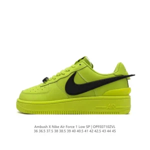 Nike Air Force 1 '07 Low Ambush Collaboration Leather Sneakers with Extended Swoosh