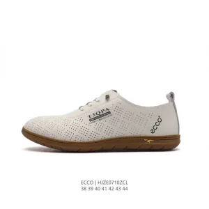 ECCO Men's Chunky Sole White Leather Sneakers for Casual Wear