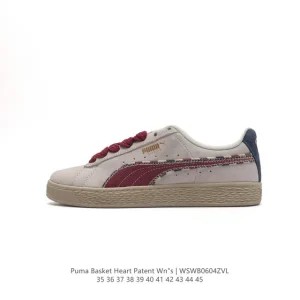 Puma Basket Heart Patent Leather Unisex Thick Sole Casual Shoes