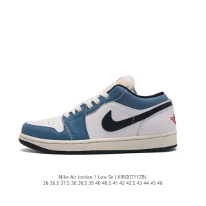 Air Jordan 1 Low Retro Classic Leather Sneakers with Nike Air Cushioning