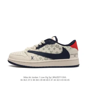 Jordan Air 1 Low OG SP Military Blue Reverse Swoosh Leather Sneakers
