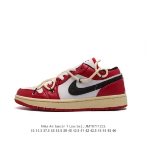 Jordan AJ1 Low Deconstructed Sneakers with Dual Laces and Wings Logo