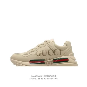Gucci Rhyton Platform Leather Sneaker White GG Logo Thick Sole