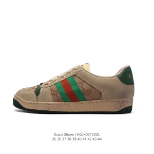 Gucci Screener Old Vintage Leather Sneakers with Thick Sole
