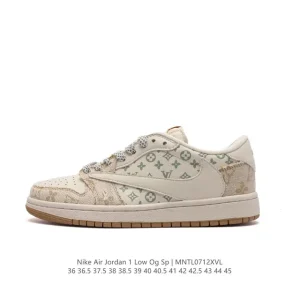 Travis Scott x Louis Vuitton x Nike Air Jordan 1 Low OG SP Damier Azur Brown LV Monogram