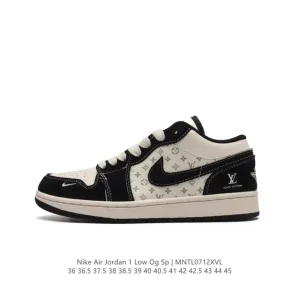 Travis Scott Louis Vuitton x Nike Air Jordan 1 Low OG SP Damier Azur Brown Monogram