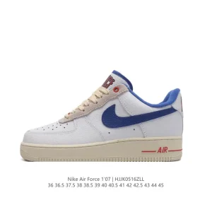 Nike Air Force 1 '07 Low White Leather Sneakers with Air Cushioning