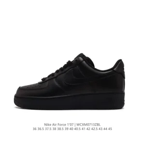 Nike Air Force 1 07 Low Top White Leather Sneakers with Air Cushion