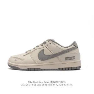 Supreme X Nike Dunk Low White Grey Custom Limited Edition Sneakers