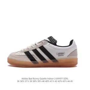 Adidas Bad Bunny Gazelle Indoor White Leather Sneakers Wide Fit