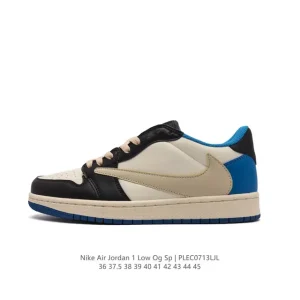 Jordan Air 1 Low OG SP Military Blue Reverse Swoosh Leather Sneakers