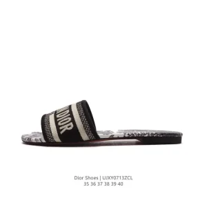 Dior Dway Embroidered Logo Slides for Women