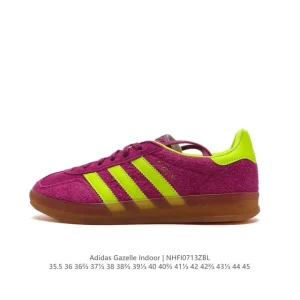 Adidas Originals Gazelle Indoor Retro Sneakers with Gum Sole and T-Toe Design