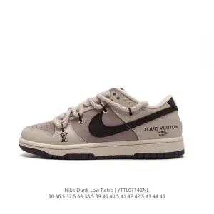 Nike Dunk Low Retro Louis Vuitton Collaboration Deconstructed Lace-Up Classic Sneakers