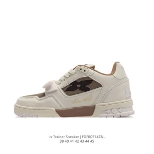 Louis Vuitton Trainer Sneaker Low White Leather Basketball Shoe