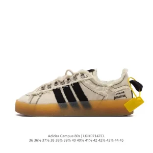 Adidas SFTM Campus 80s Sesame Canvas Low Top Sneakers