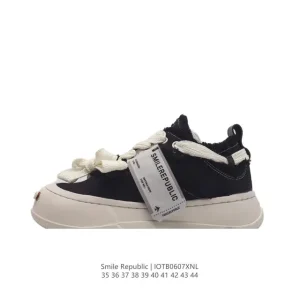 Smilerepublic Chunky Sole Open-Toe Canvas Shoes with Wool Tassel Detail