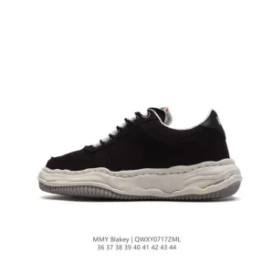Mmy Blakey Distressed Canvas Low Top Sneakers by Mihara Yasuhiro