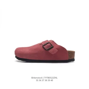 Birkenstock Boston VL Suede Leather Cork Sandal with Metal Buckle