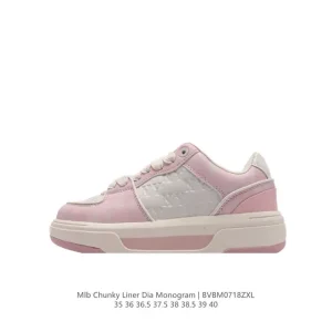 MLB Chunky Liner Mid Retro Street Style Leather Sneakers for Youth