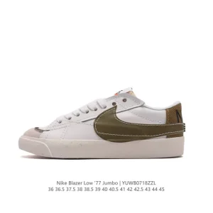 Nike Blazer Low '77 Jumbo Sneakers with Oversized Swoosh and Wide Laces