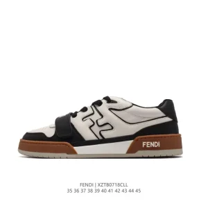 Fendi Men's Women's Retro Leather Platform Sneakers with Magic Strap